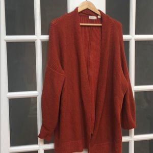 Oversize drape orange cardigan sweater
